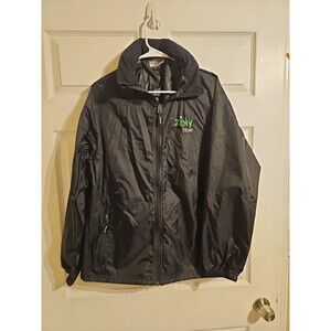 Ziply Fiber Employee Jacket Black Windbreaker Mens Size L Large Full Zip Nylon